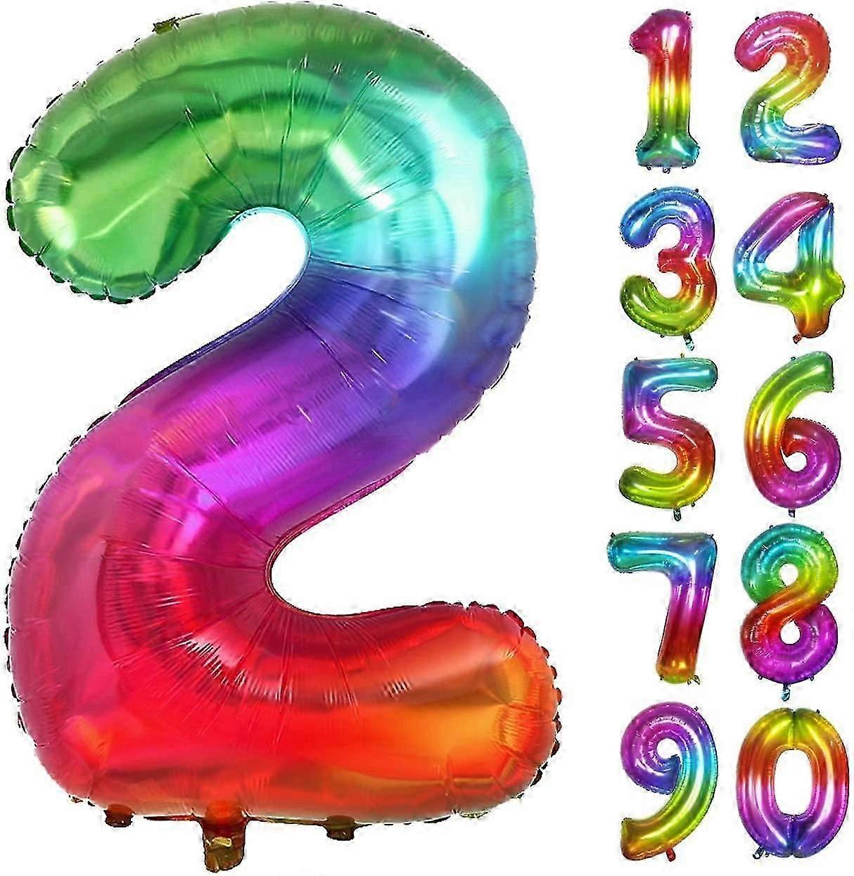 Birthday Number Balloon 40Inch Large Number Balloons, Rainbow Number 2 Balloon for Birthday Decorations (Number 2 )