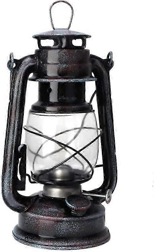 Vintage Kerosene Lantern, Portable Lighting with Glass Enclosure and Metal Frame for Outdoor Camping, Hiking and Home Emergency Use