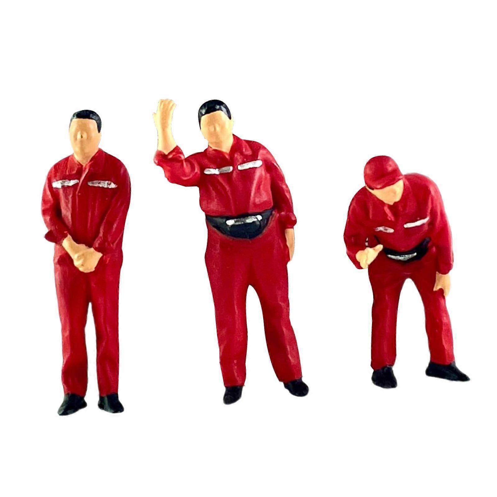 3 pezzi in scala 01:64 modello in miniatura della stazione di servizio persone figure per casa delle bambole rosso