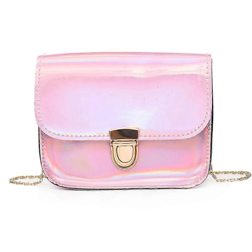 Messenger Bag PU Leather Lock Closure Solid Color Square Shoulder Bag