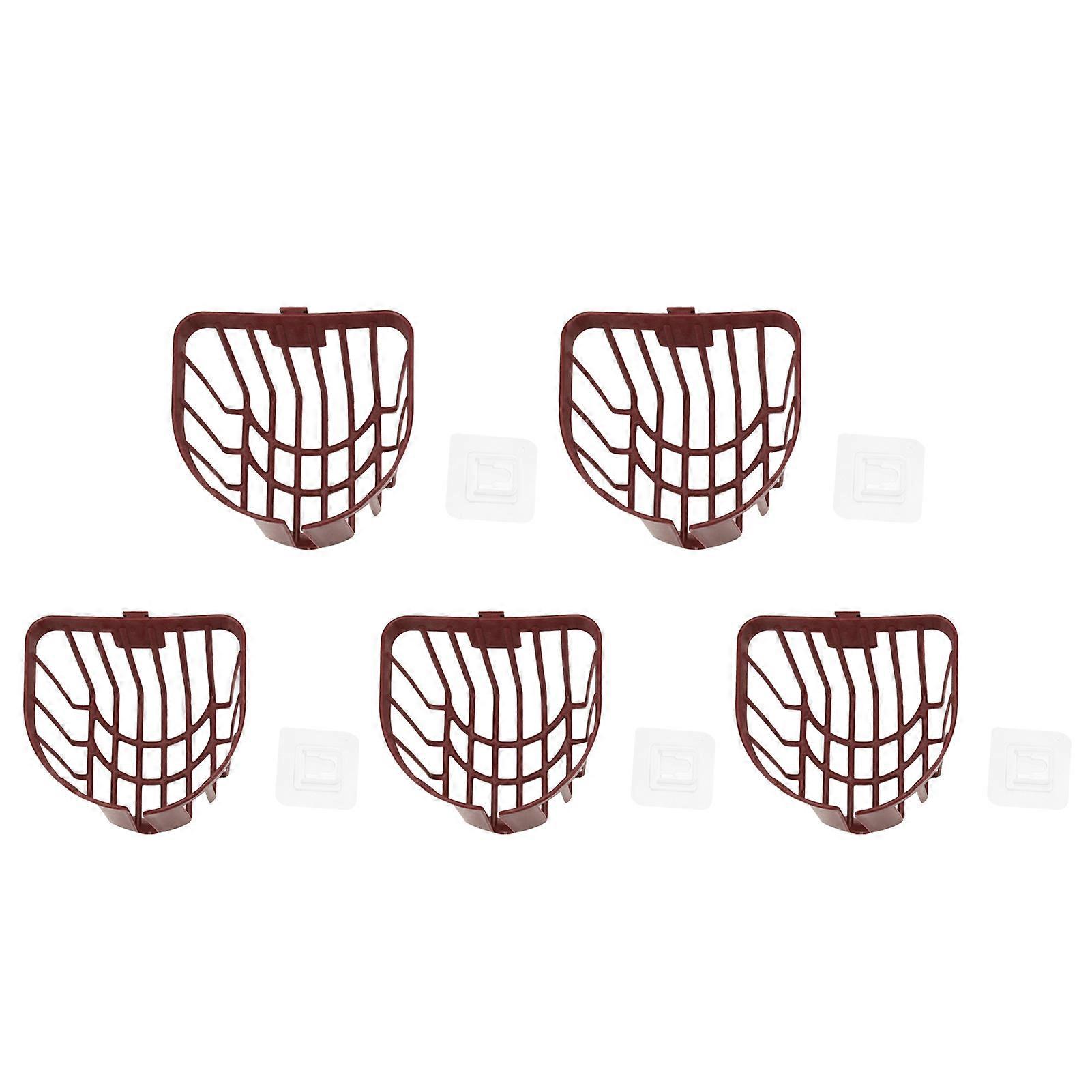 5pcs Hollow Tissue Box Holder Wall Mounted Adhesive for Bathroom Kitchen, Brown, Durable Design, Space-Saving, Easy Installation