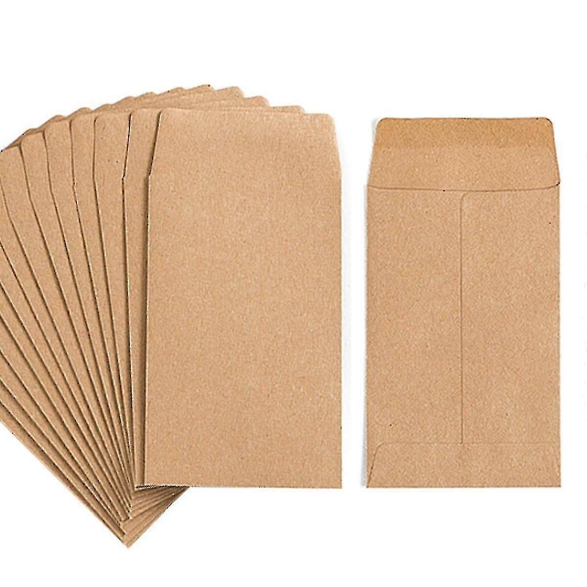 100stk Kraft Small Coin Envelopes Selvklæbende Kraft Packets Konvolutter til have-, kontor- eller bryllupsgave