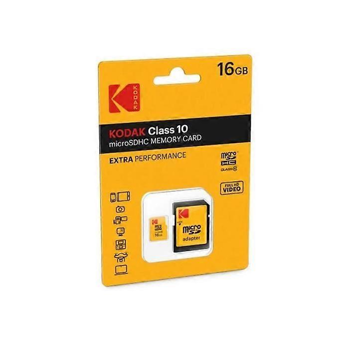 MicroSDHC Memory Card 16GB - KODAK - CL10 - Black - Adapter included - Ultra-fast
