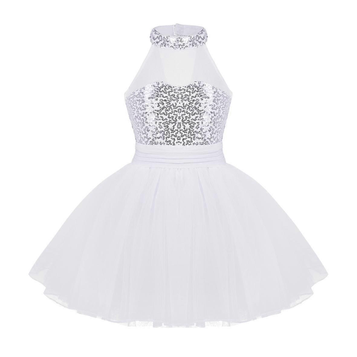 Kids Sequins Costume Girls Ballet Tutu Dress Performance Dance Leotard Stage Gymnastics Exercise Dress