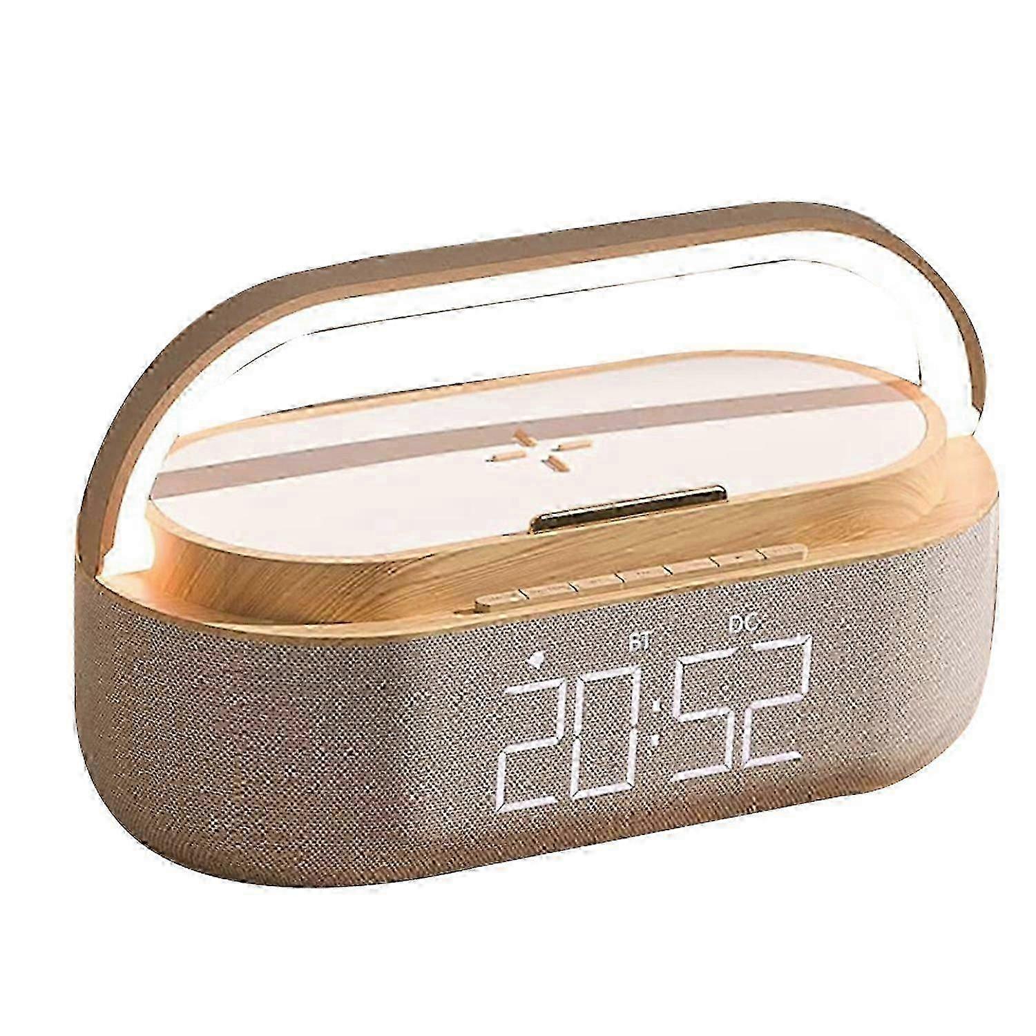 Digital Alarm Clock Radio with Bluetooth Speaker,15W Wireless Charger, Dual ,Adjustable Loud Alarm Sound