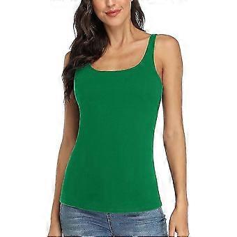 Charmleaks Camiseta de tirantes para mujer con estante Sujetador ajustable con correa más ancha Camisola Basic Cami Tanks S verde