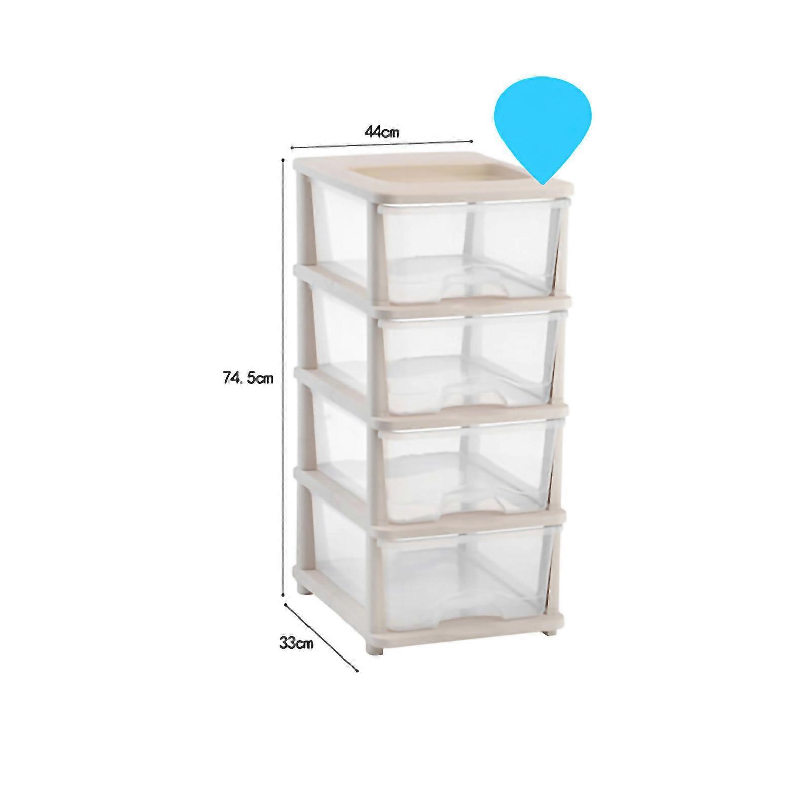 Home Drawer Storage Cabinet Multi Layer Adjustable Home Multi Layer Drawer Cabinet for Bedroom Kitchen Bathroom(Beige Transparent 4 Layer)