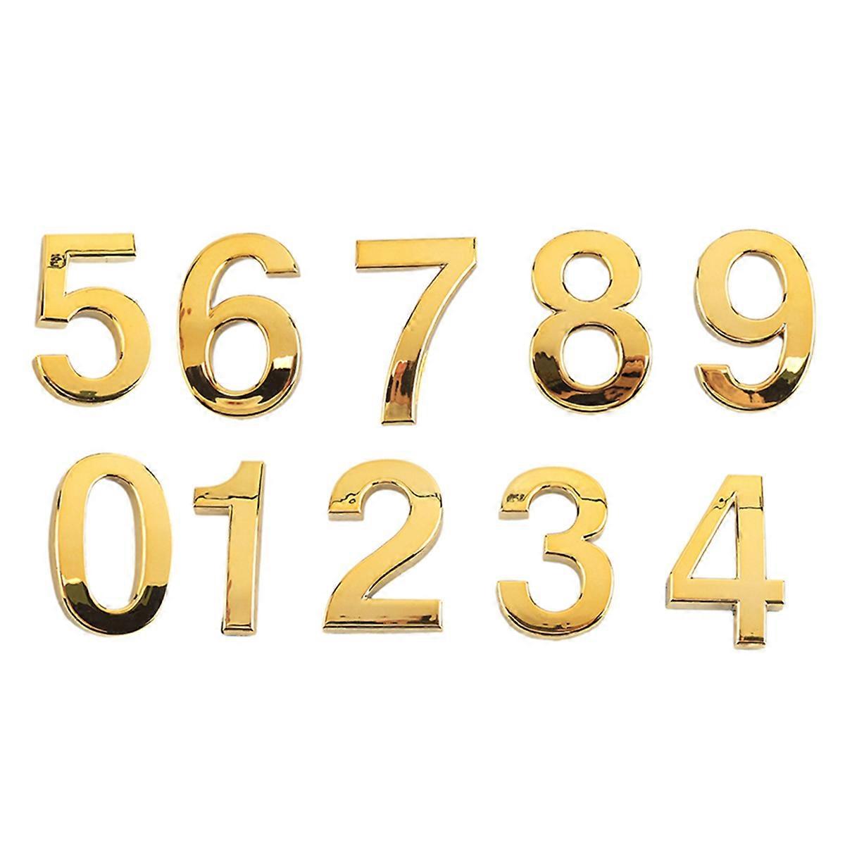 3D Door Plaque House Drawer Sign Gate Digits 0 to 9 ABS Label Gold