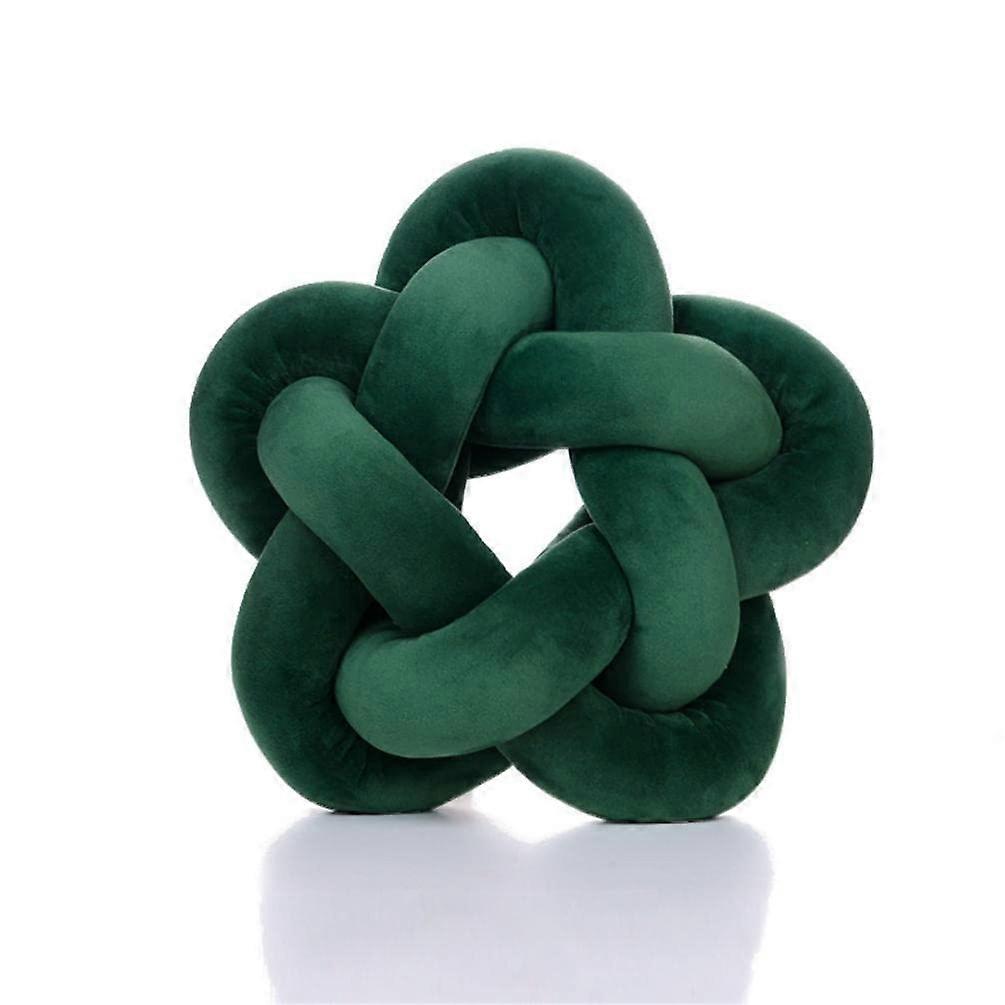 Soft Knot Plush Star Shaped Knotted Lumbar Pillow for Kids Room in Dark Green, 20x12 Inches, Soft Fabric Material