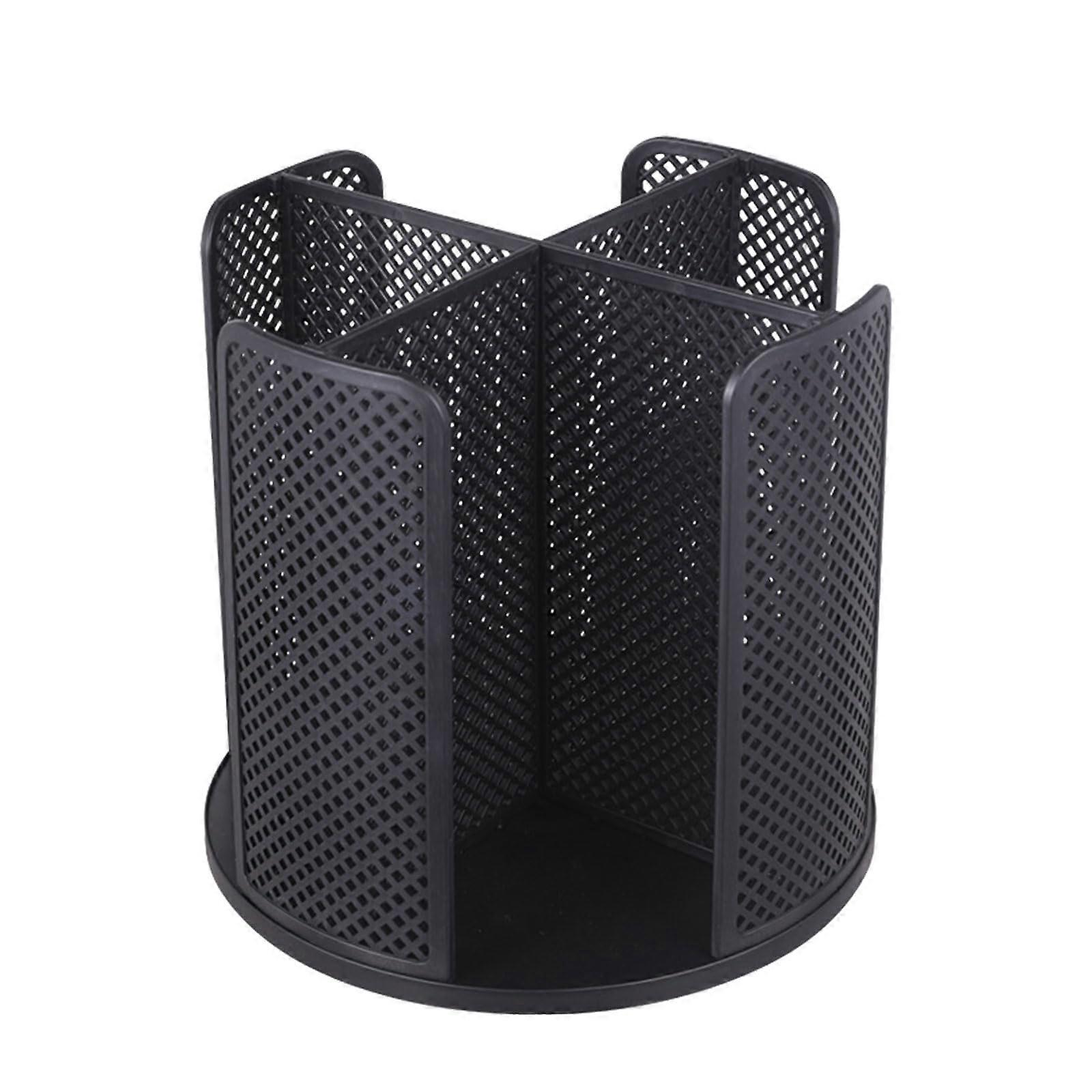 Cup and Lid Organizer - 360° Rotatable Coffee Cup Dispenser for 3-16 oz Plastic and Paper Cups, 4 Compartment Countertop Holder in Black