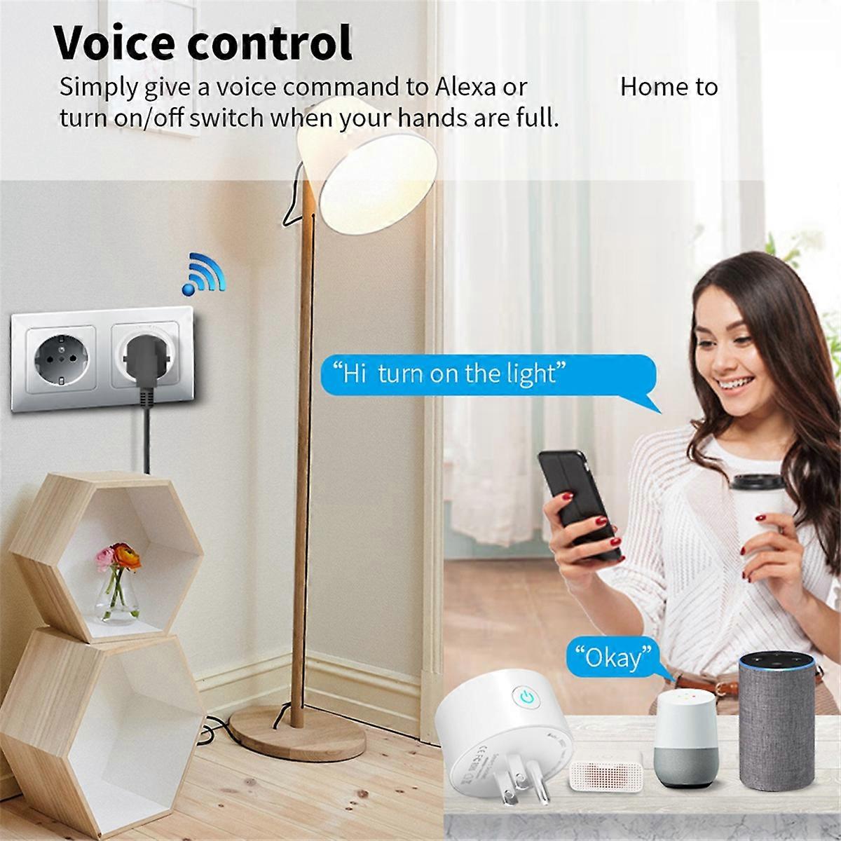 TUYA 10A Smart Plug WIFI Socket with Power Monitor Timing Function Voice Control Works US Plug