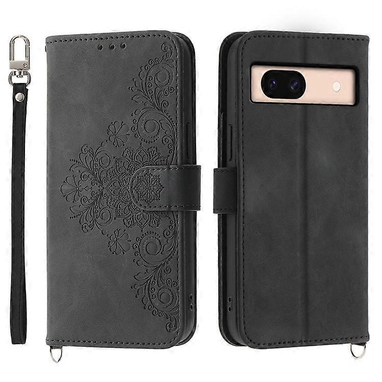 Compatible For Google Pixel 8a Case Multiple Card Slots Leather Cover with Hand Strap + Shoulder Strap