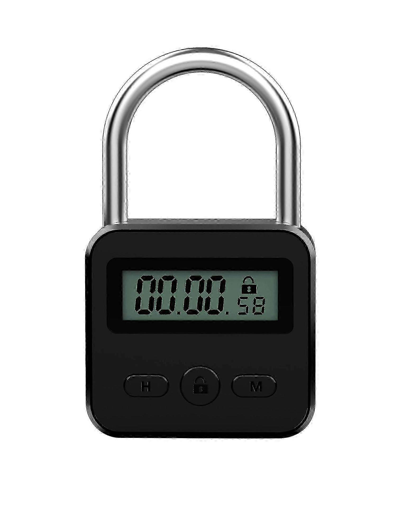 Smart Time Lock, Max 99 Hours Timing Lock With Lcd Display Multi-function Electronic Travel Timer(metal Black) Edition a