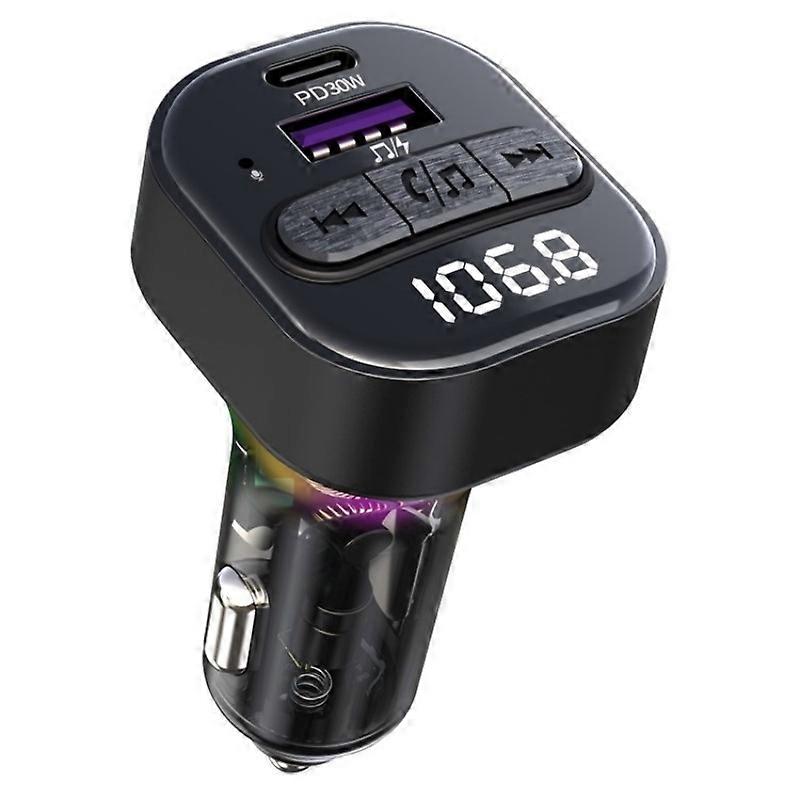 C50 Typ-C + USB Autoladegerät Buntes Licht Auto Bluetooth Adapter FM Sender MP3 Player