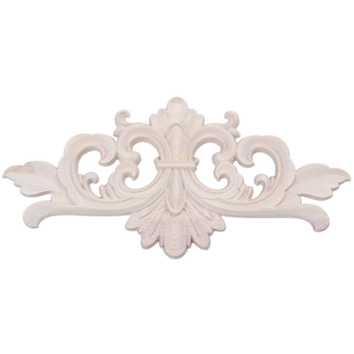22*10 cm Wood Carved Corner Onlay Applique Decor Furniture Craft Unpainted