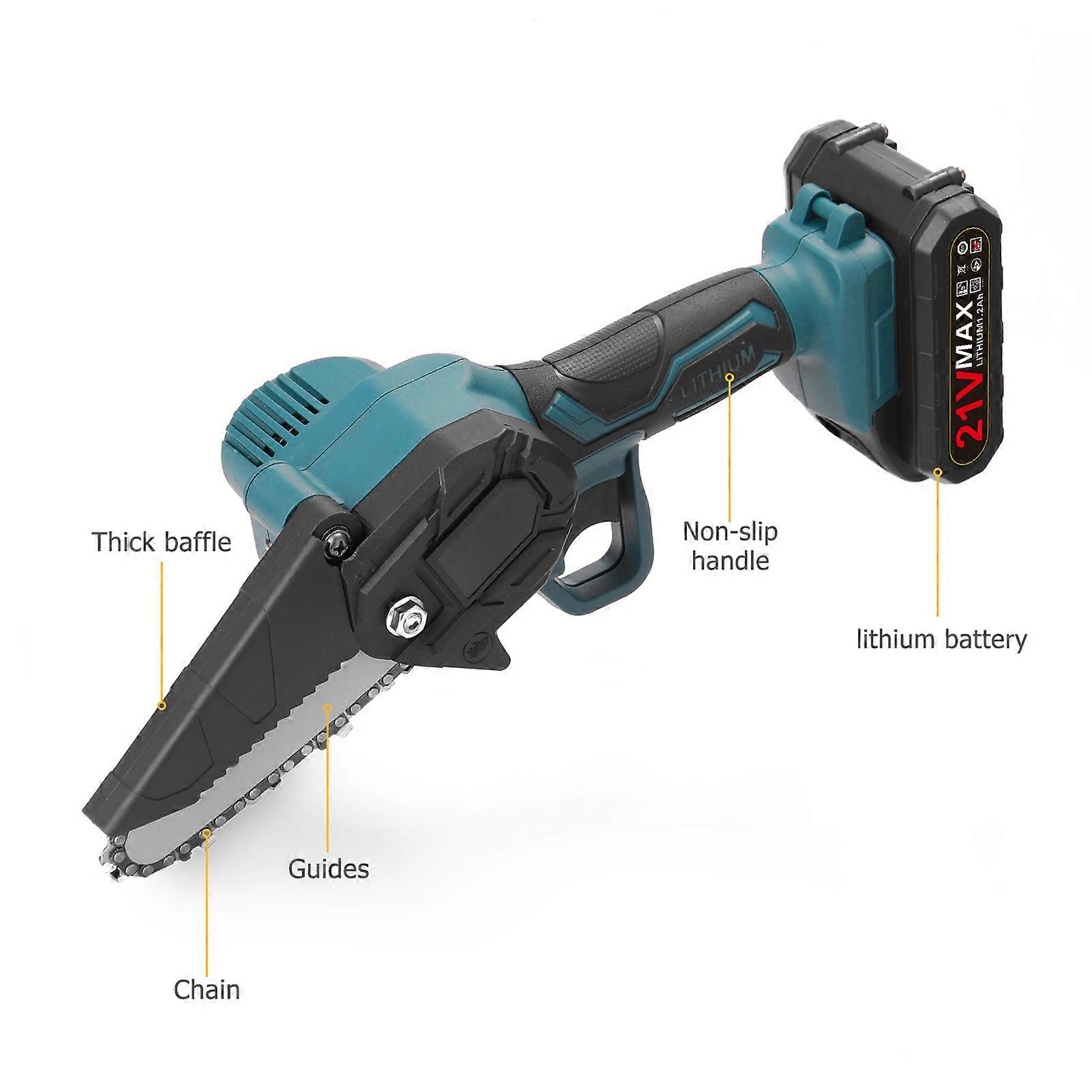 21V Portable Mini Electric Pruning Saws Rechargeable Small Wood Spliting Chainsaw One-handed Woodworking Tool for Garden Orchard Branch Clip
