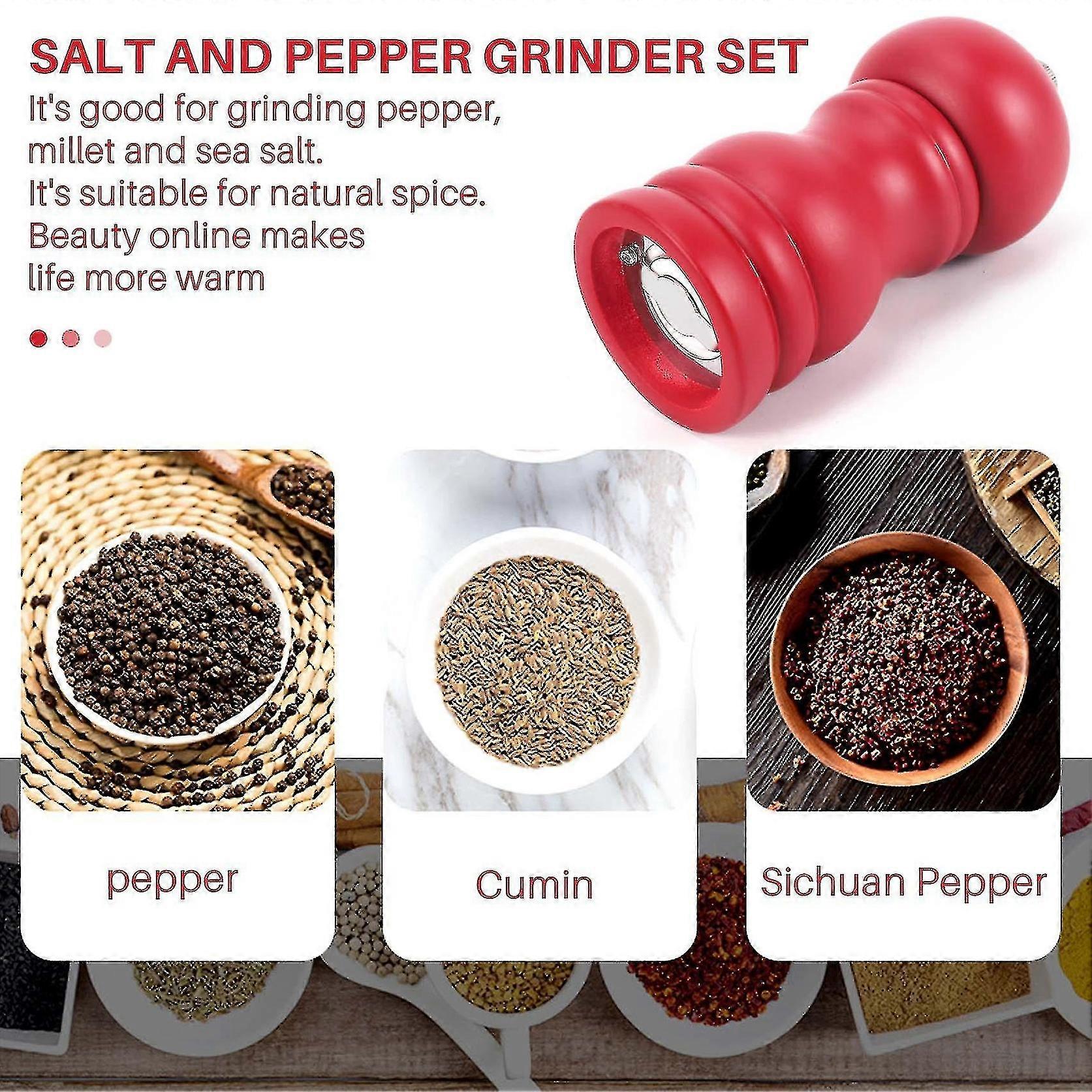 Grinder, Red, Manual Pepper Grinder with Adjustable Coarseness for Kitchen Use