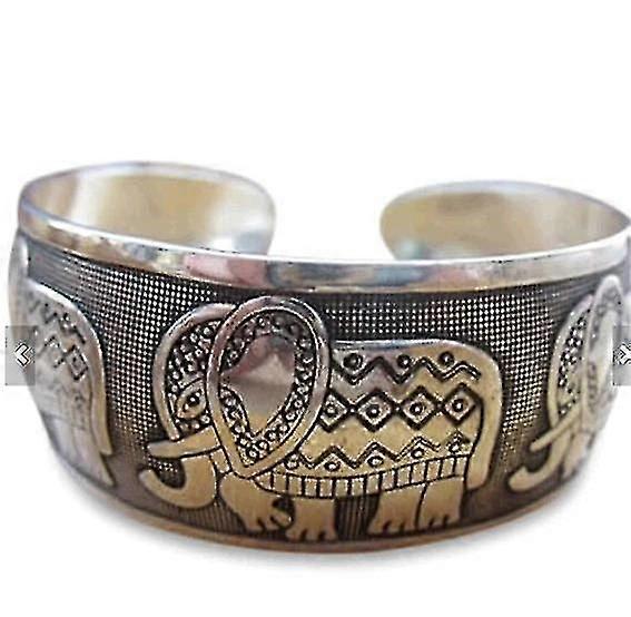 Aur alb placat thai cinci elephant cuff bratara
