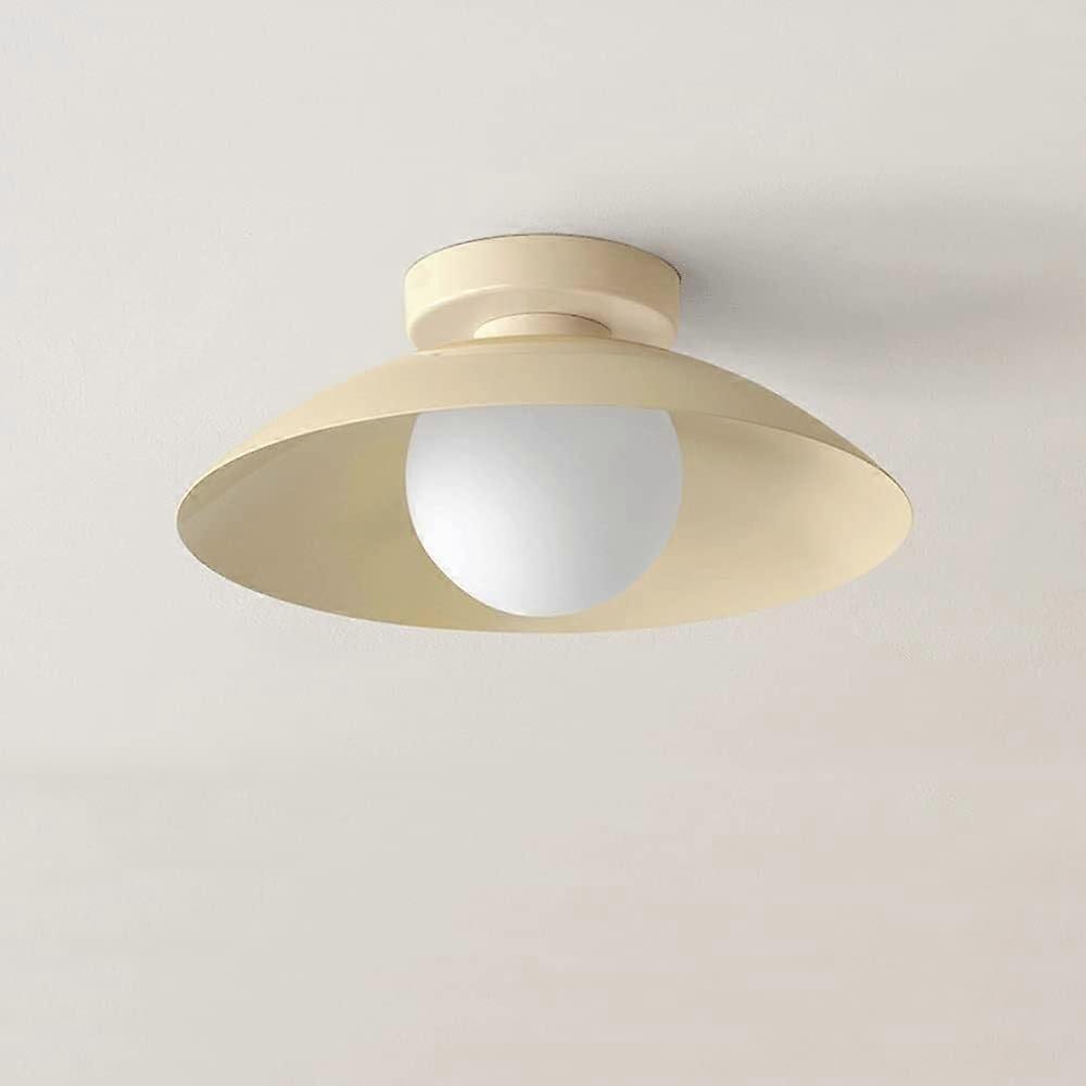 Hallway Ceiling Light Fixture, Glass Semi Flush Mount Ceiling Light for Bedroom, E27(Beige)