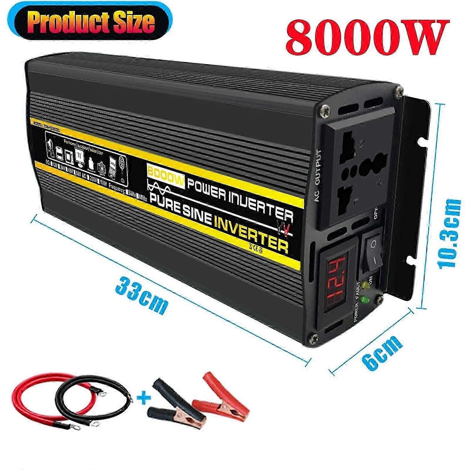 6000w/8000w zuivere sinusomvormer spanningstransformator intelligente digitale display auto thuis buiten dc12v-220v converter