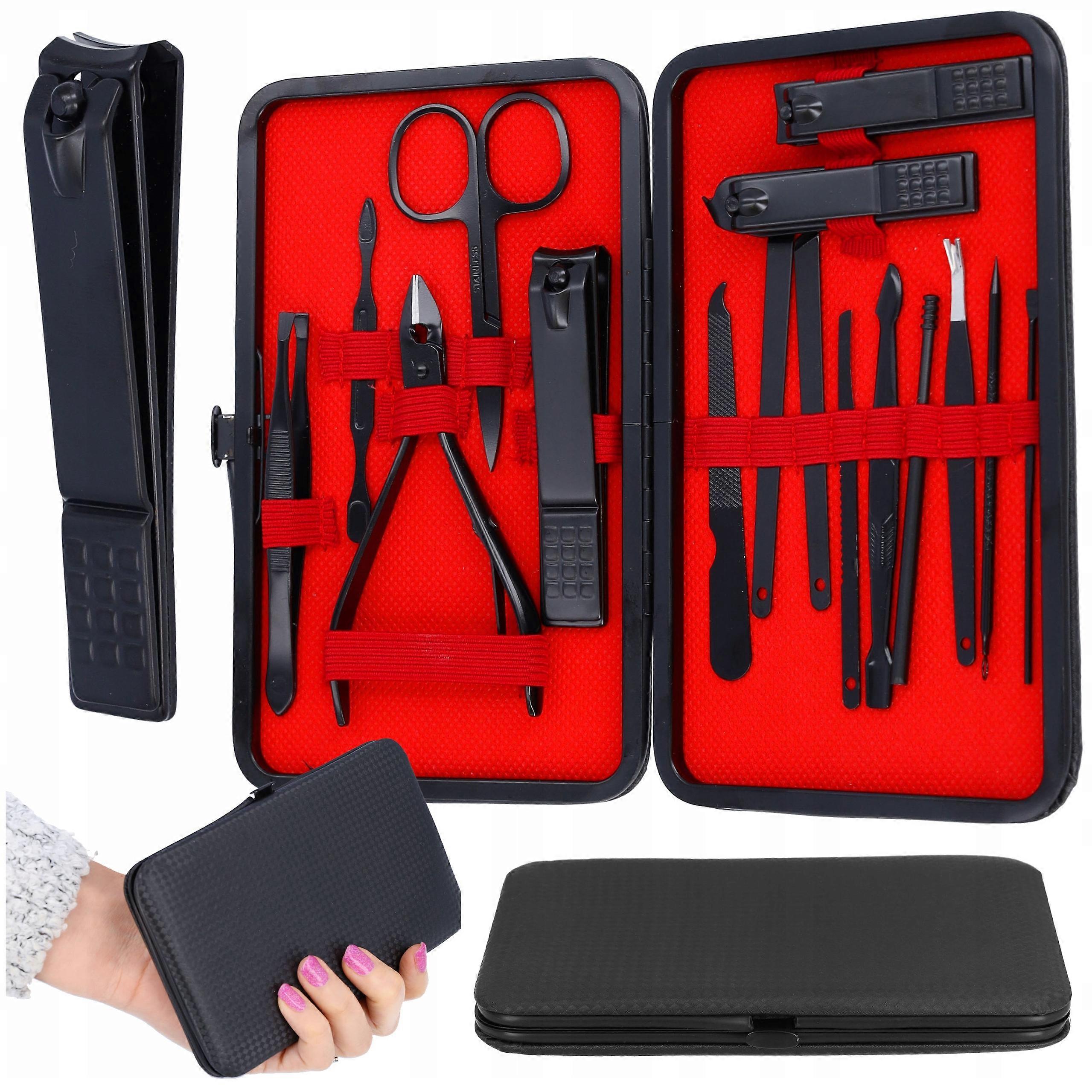 Nagel Set Maniküre Nippers Schere Cutter Case Toolbox 16 Stück