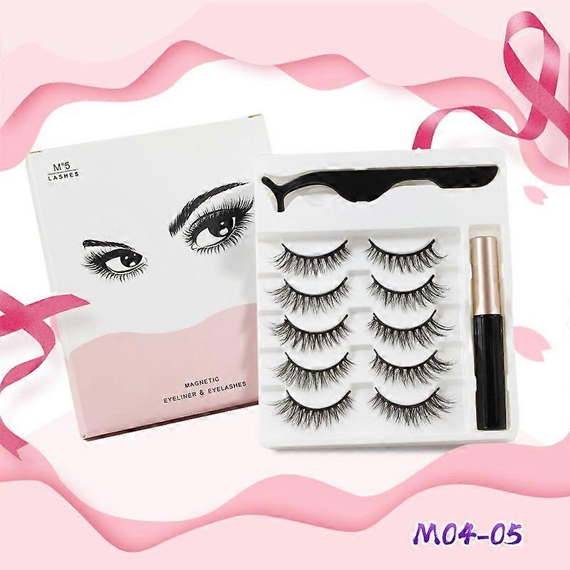 DLM Eyelashes with Magnetic Eyeliner Kit10 Pairs Upgraded 3D Magnetic Eyelashes Kit Tweezers & 2 Tubes of Magnetic Eyeliner Reusable No Glue M01-5