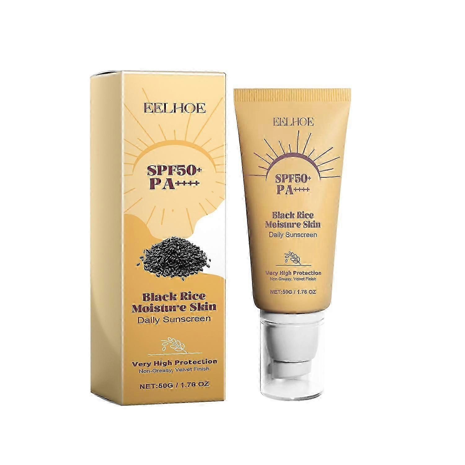 EELHOE Black Rice Moisture Skin Daily Sunscreen, Isolation Uv Hydrating Moisturizing Refreshing And