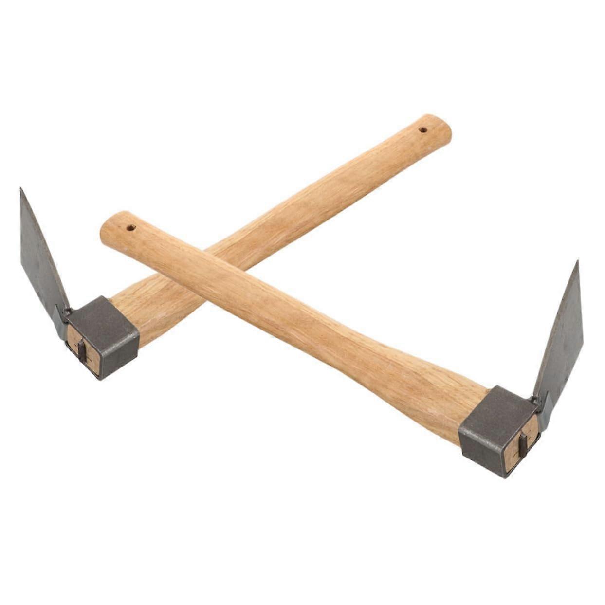 2 Pcs Garden Hoe Wooden Handle Weeder Tool Set for Soil Loosening, Planting, Home Gardening, and Yard Work