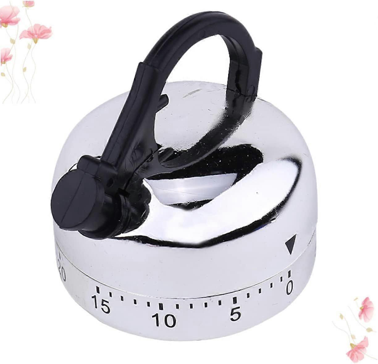 7x6cm Silver Mechanical Kitchen Timer Cooking Timer for Kitchen Management Student Use