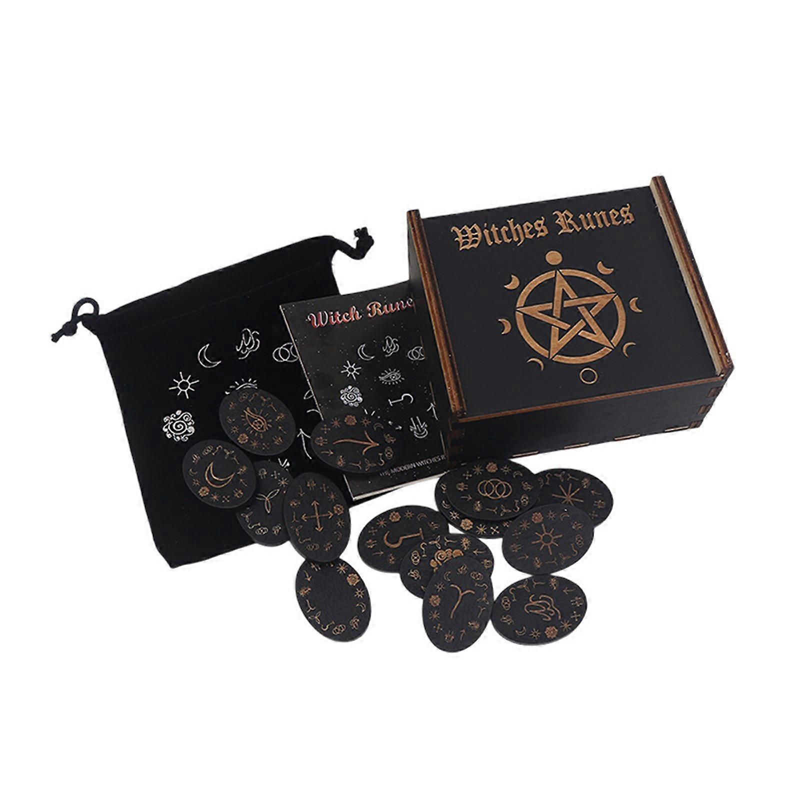 Hand Engraved 24 Piece Runes Stone Set With Guidebook for Divination Practice and Culture Enthusiasts