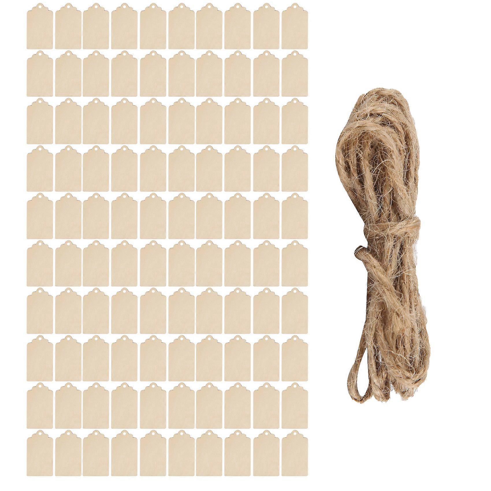 100 Pcs Wood Tag, 2.7 x 1.5Inch with Hole,for Hanging & Wedding Decor