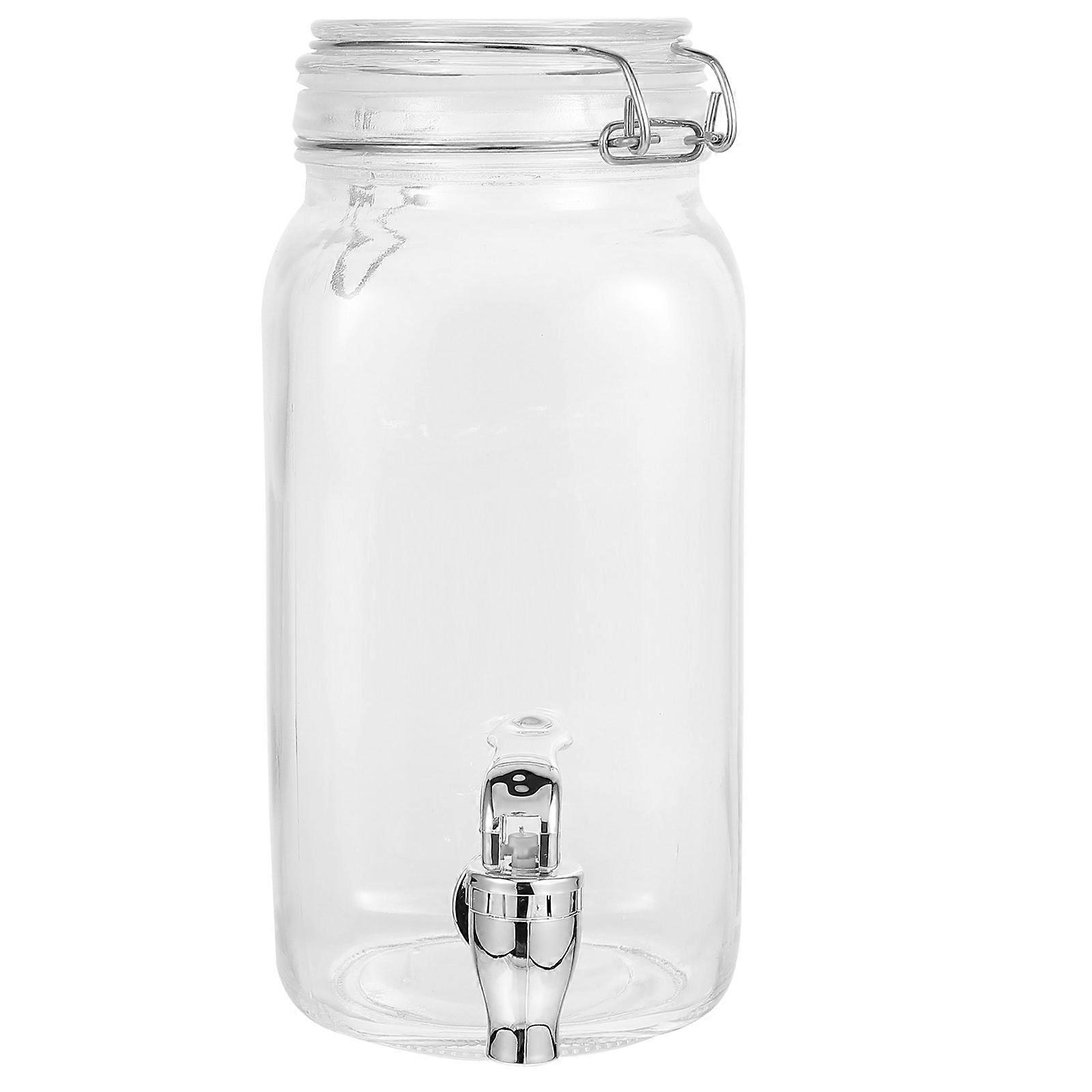 1pc Glass Juice Dispenser with Faucet for Kitchen and Household Use