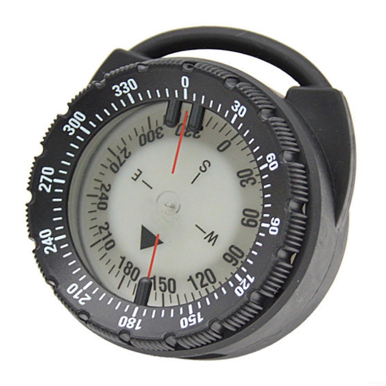 ABS luminous diving for compass underwater navigation guide with reading window, diving tube clamp mount black