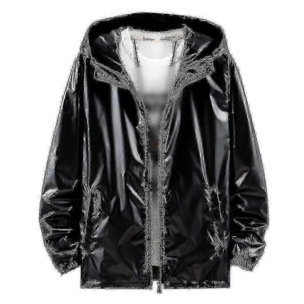 Mens Shiny Waterproof Hooded Jacket