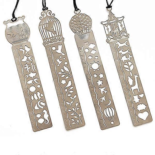 Bookmark Template 4Pcs Light Brown DIY Creativity Drawing Ruler Tool for Bookmark Use