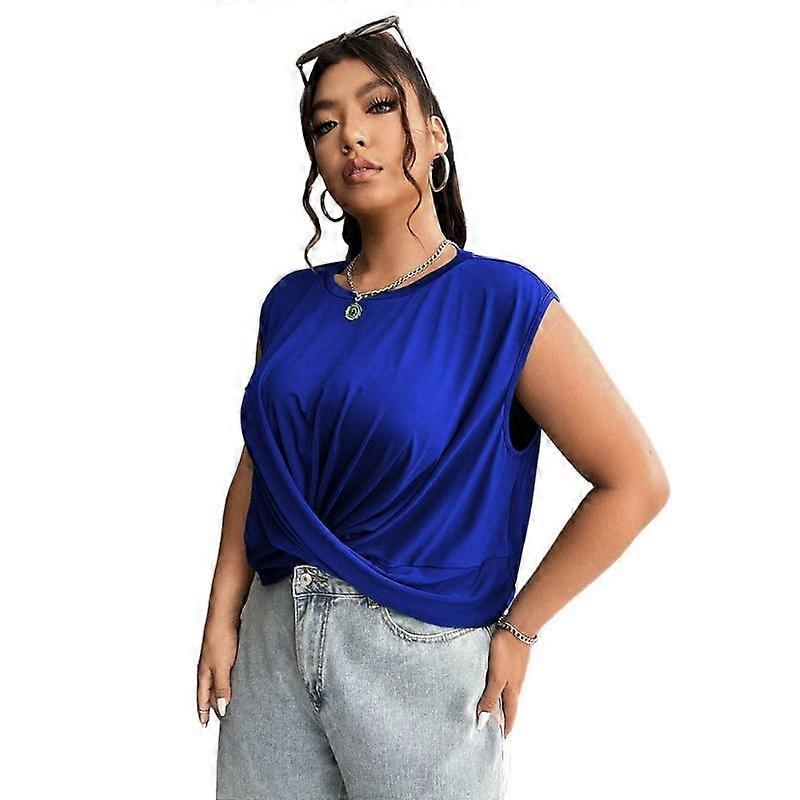 Summer Casual Front Twist Tunic Tops Casual Loose Fitted Women's Chic Solid Color Plus Size Crop Top Commuter Crop Top Going Out Y2K Tight Shirts