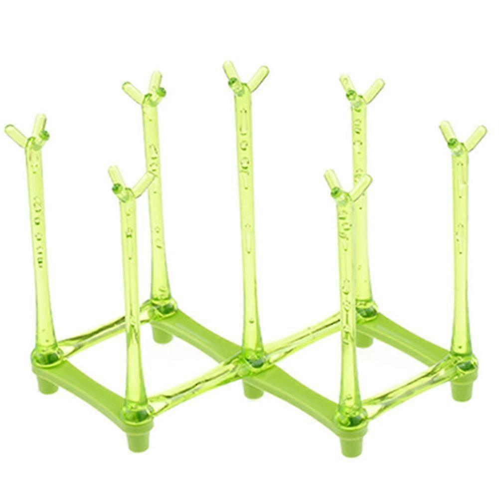 Foldable Bottle Drying Rack with Spoon Holder - Green
