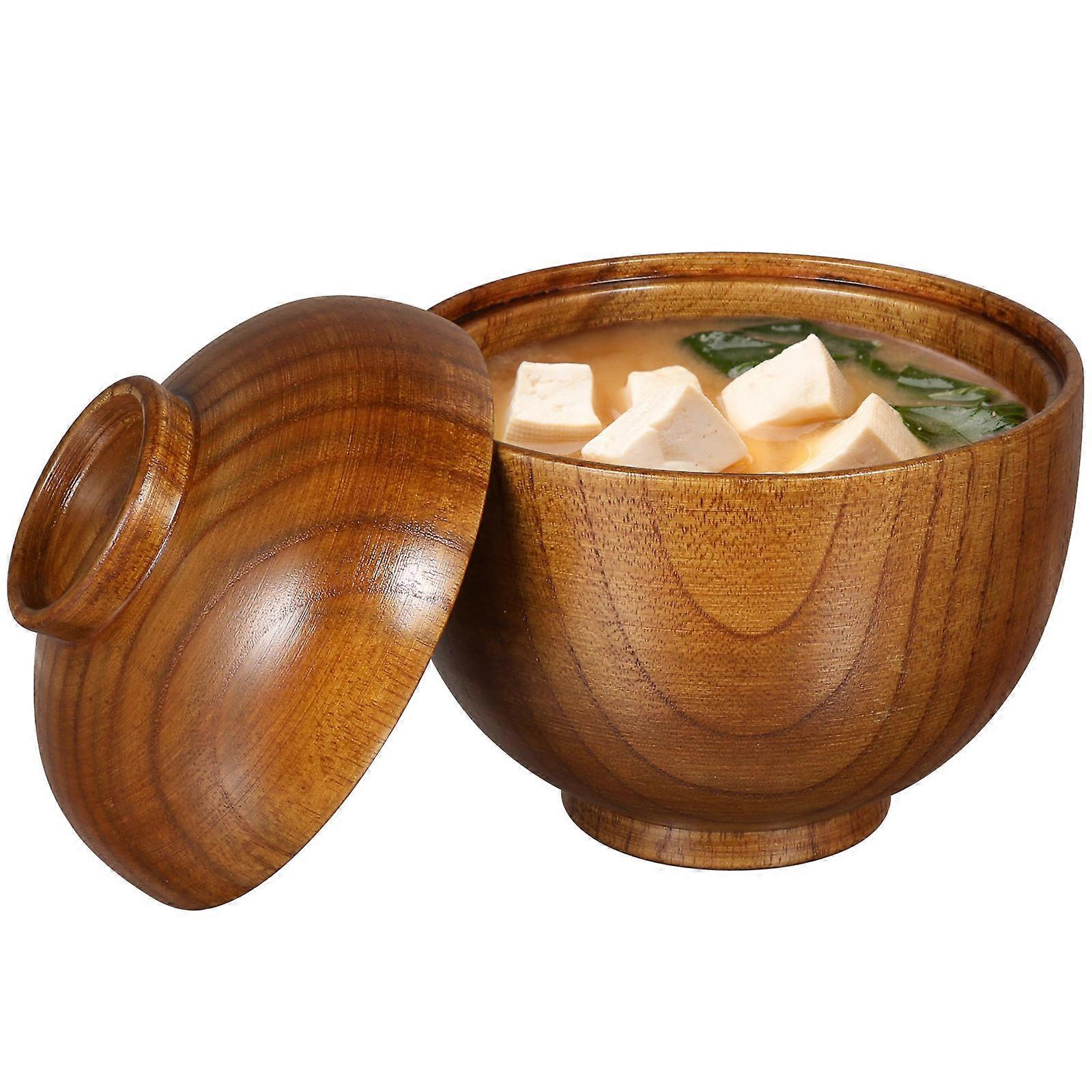 Wood Crafted Bowl with Lid, Functional and Aesthetic for Rice Salad Soup or Desserts