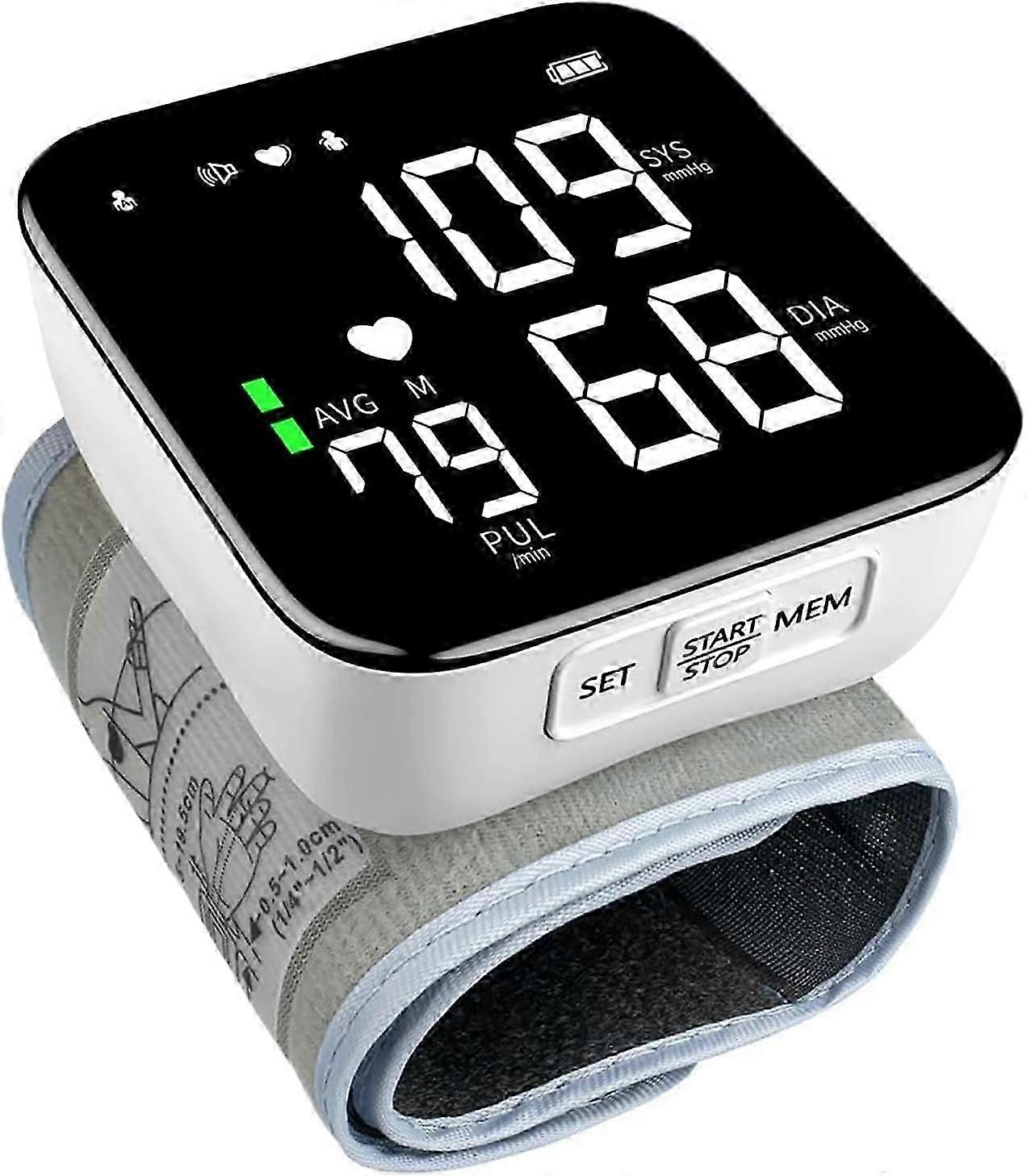 Wrist Blood Pressure Monitor,Blood Pressure Monitors for Home Use 2X90Reading Memory Large LED Screen Automatic BP Monitor Rechargeable Blood Pressure