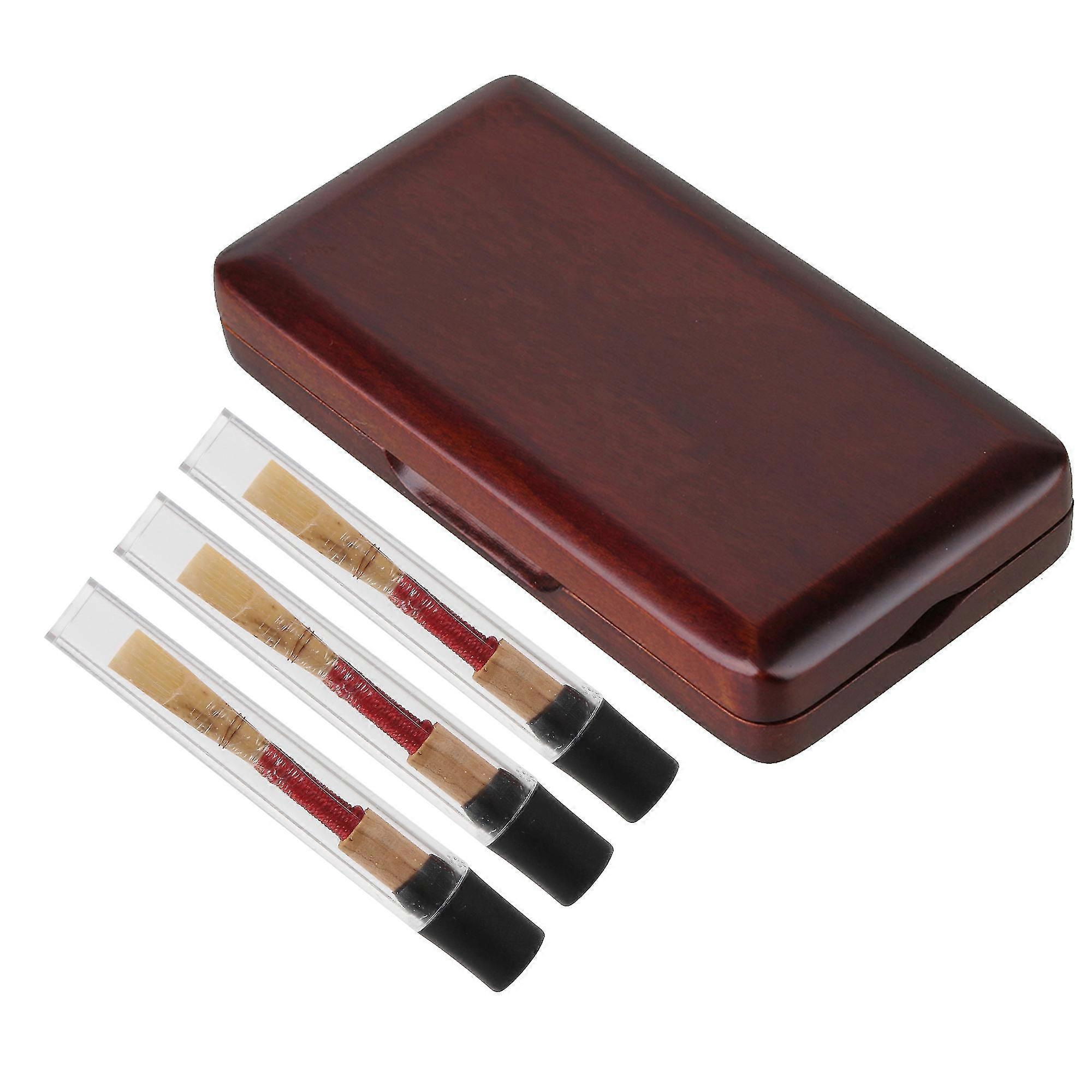 2025 3 Pcs Bamboo Oboe Reeds Parts with Wooden Storage Box Case for Beginners