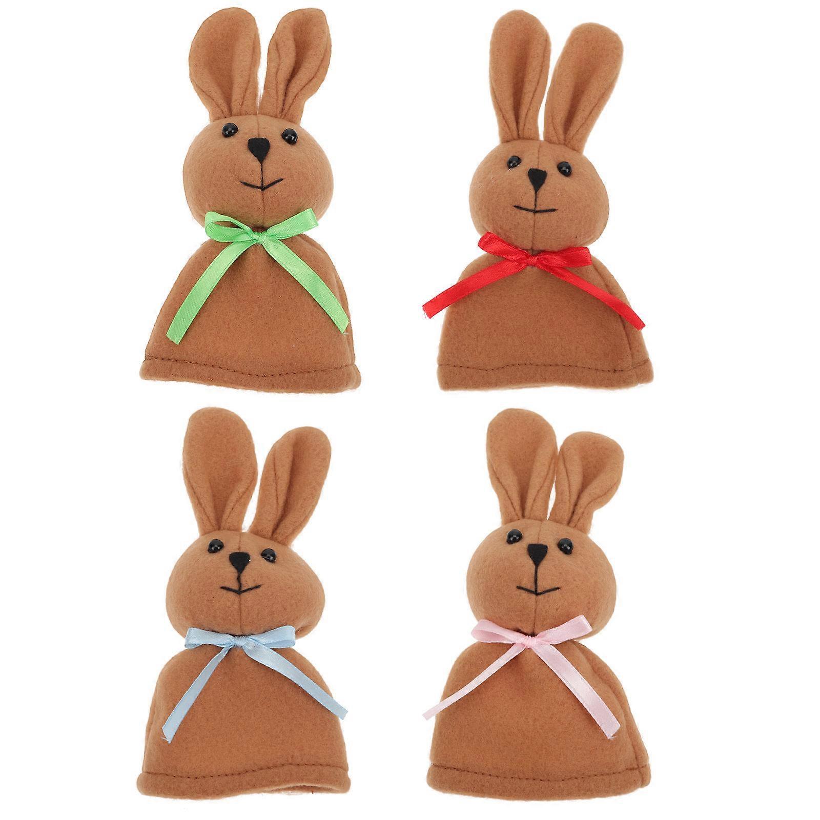 Adorable Rabbit Fork Sleeves Easter Party Storage Protection 13x9cm Brown 4Pcs