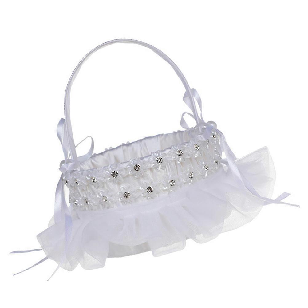 סל ילדת פרחים תחרה עגול המחזיק עלי כותרת של ורדים לטקס חתונה 15x20 ס"מ סגנון אלגנטי 1 יחידות