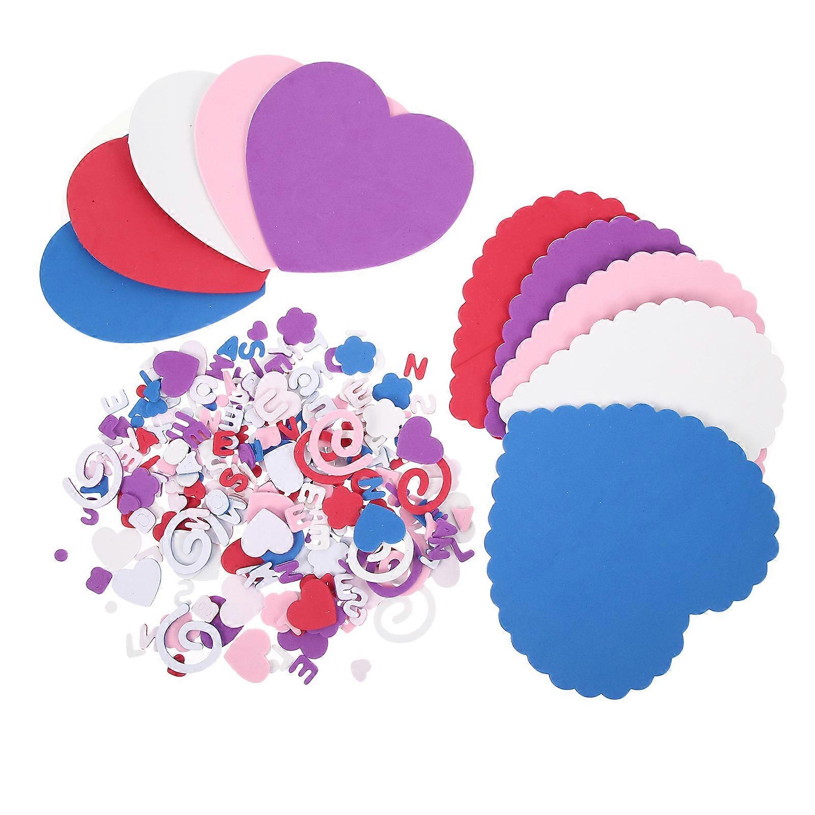 Self-Adhesive Heart Foams Stickers Valentine's Day Decors Wave Heart Shape Assorted Color 1Set