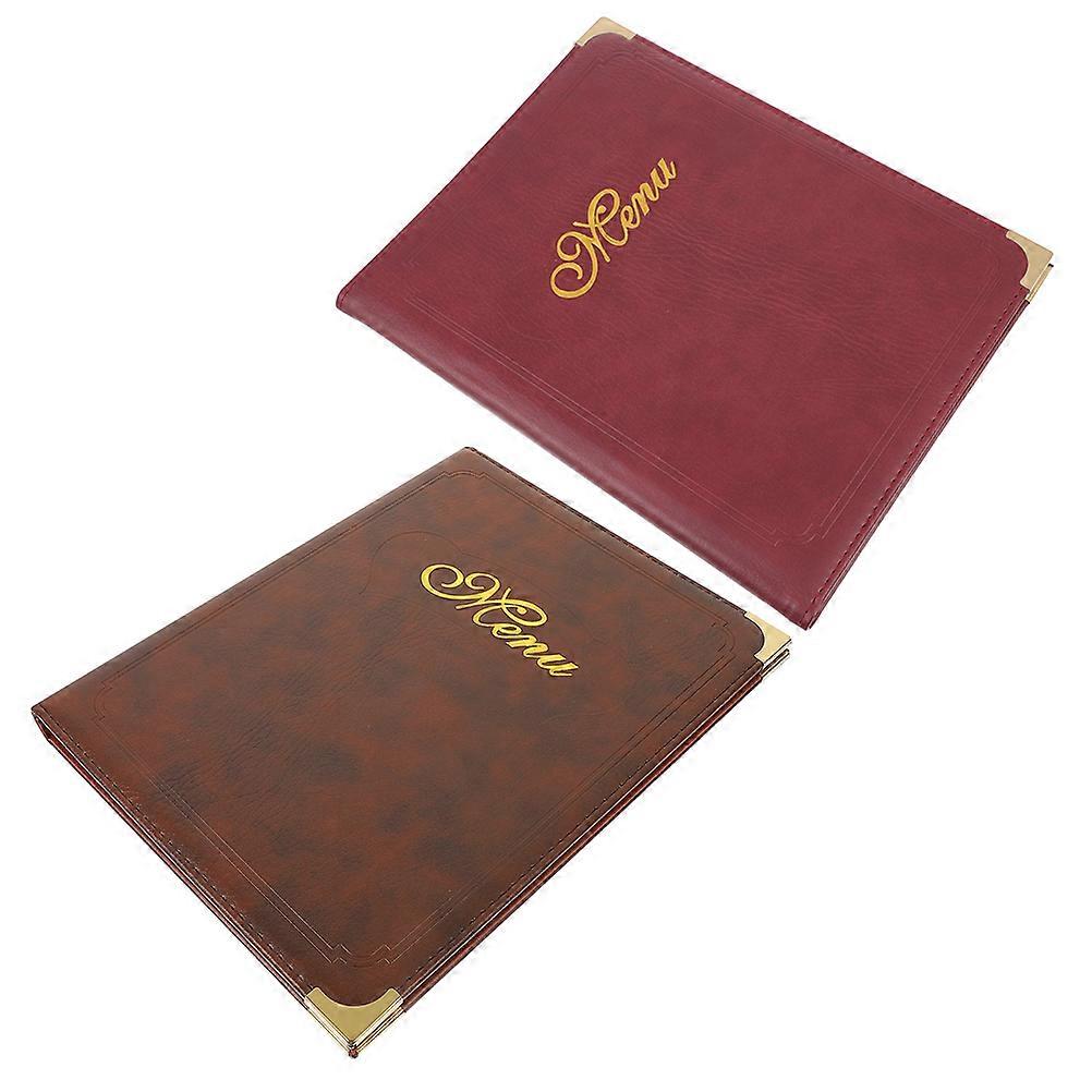 Restaurant Menu Display Holder Menu Book For Restaurant Round Corner Design For Restaurants Burgundy Wine 33.50X25.50X2.50CM 2Set