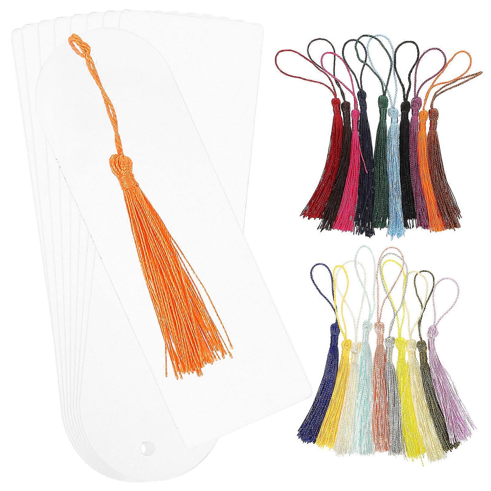 DIY Accessory Acrylic Bookmarks Blank Markers with Tassels for Home Office Use 1Set