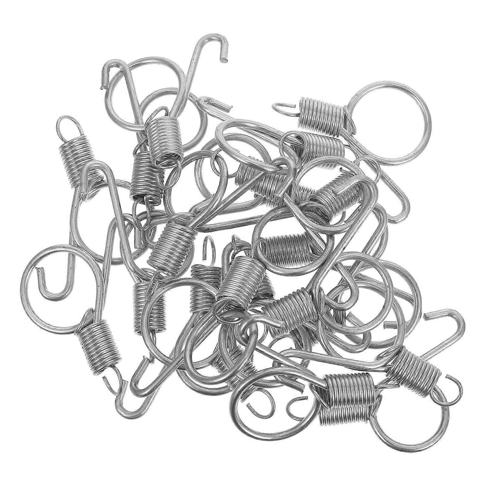 Lock for Cage Spring Hooks Metal Pet Cage Accessory Secure Fastening Silver 6.00X4.50X0.90CM 20Pcs