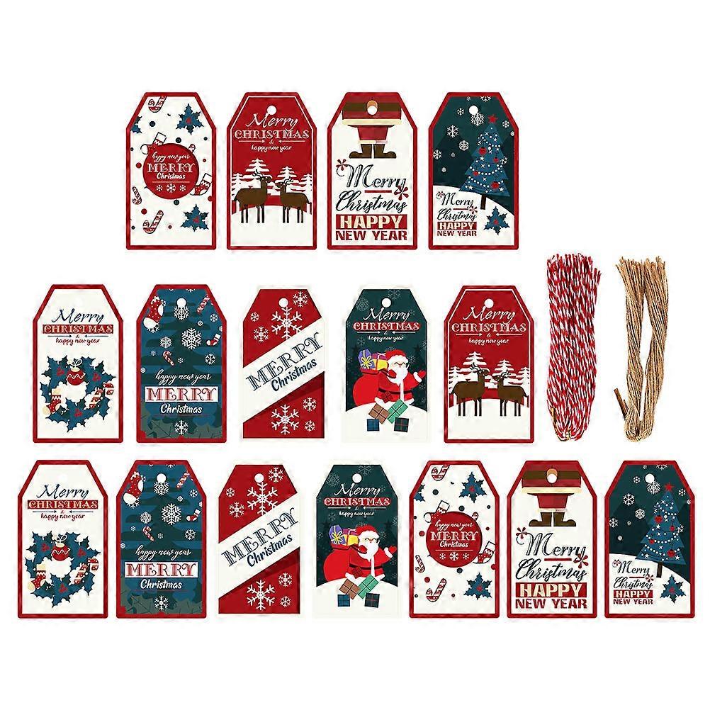 Holiday Name Tags Classic Xmas Theme Hanging Tags Name Cards Labels with Hanging Ropes Red 7x5cm Book-mark 80Tags