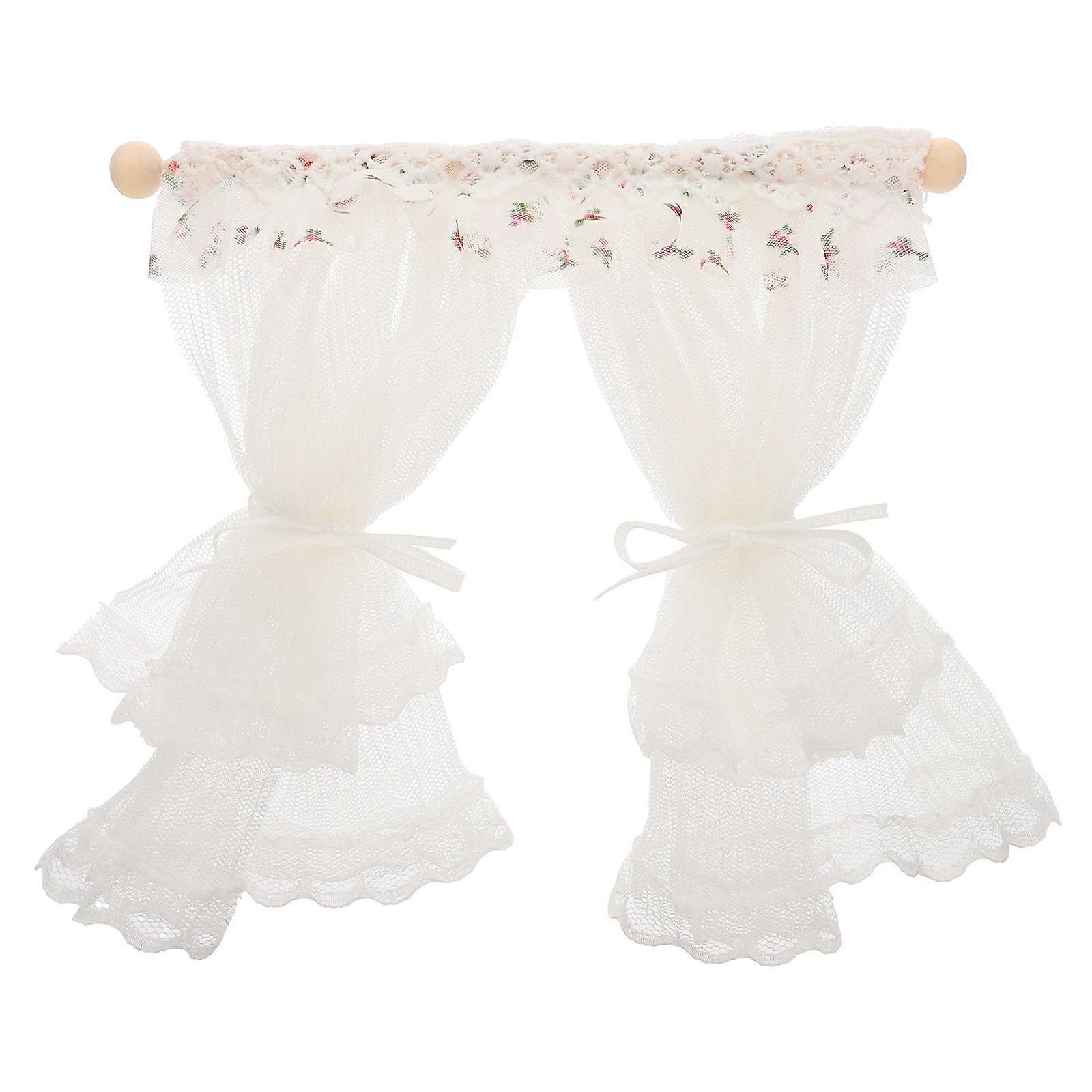 Decorative Curtain Miniature Fabric Curtain For Photo Shoots Realistic Design Hobbyists 1Set