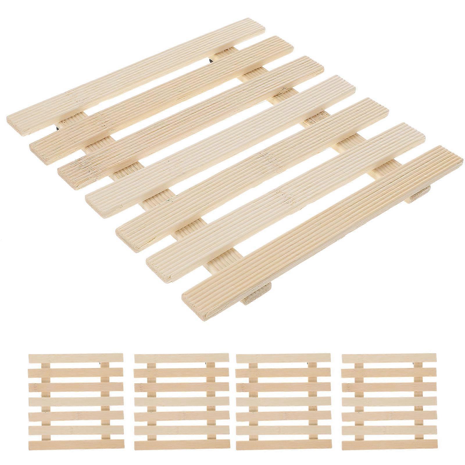 Heat Resistant Table Mats Bamboo Coaster Household Daily Use Square 17X17X1.6CM Anti-Scald 10Pcs