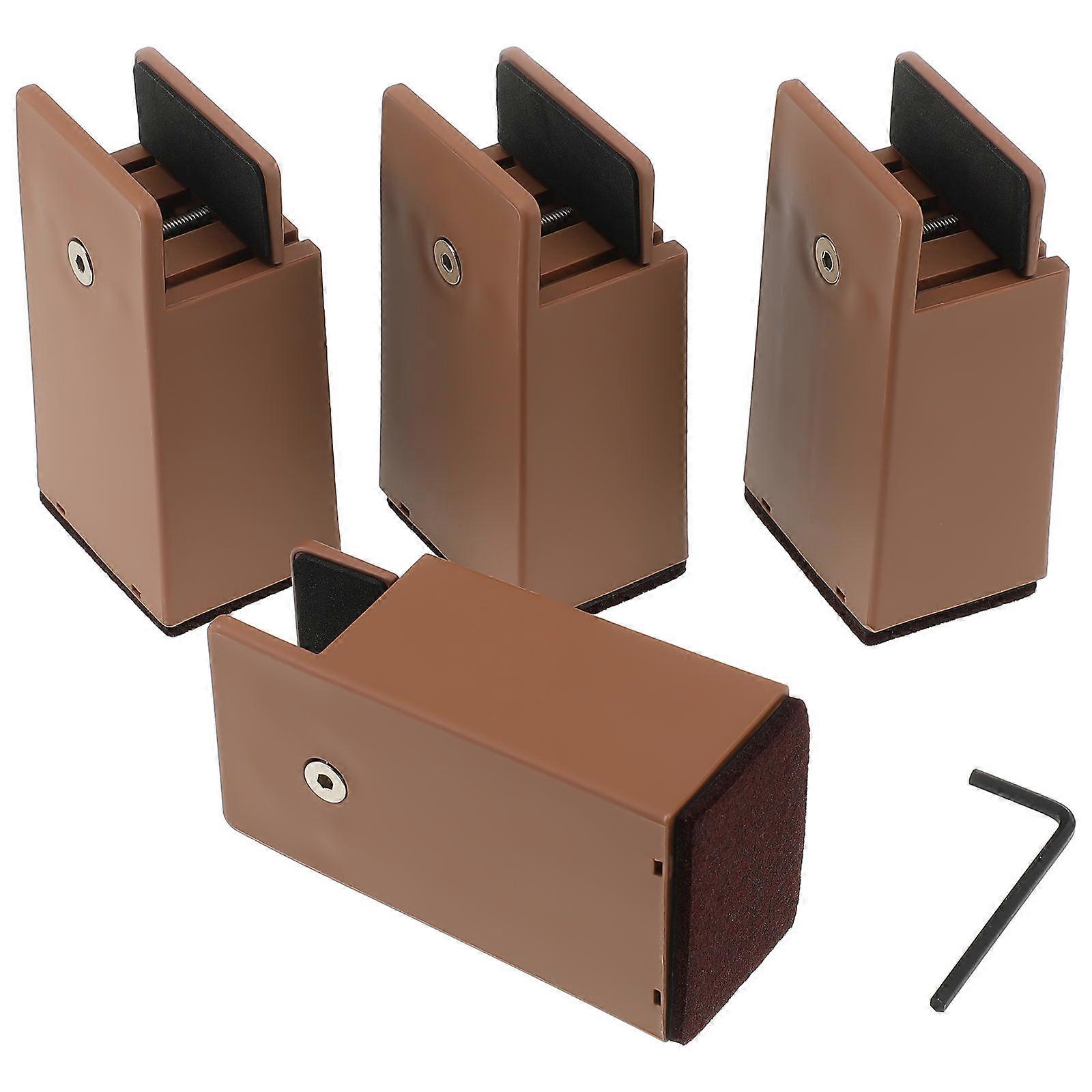 Adjustable Bed Risers Heavy Duty Furniture Risers For Bed Desk Sofa Table Chair Leg Brown 13.50X6.70X5.00CM Height Increase 4 Pcs